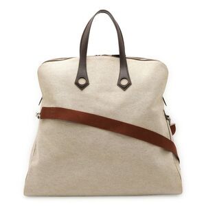 Hermes Toile Ash Leather Sac Ebou MM Tote Bag